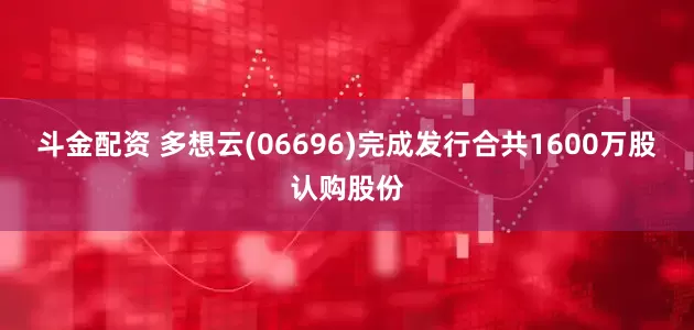 斗金配资 多想云(06696)完成发行合共1600万股认购股份